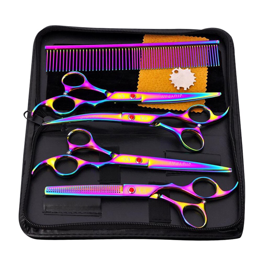 6pcs 7' Pet Grooming Scissors Stainless Steel for Cat &amp;Dog Grooming: Multicolor