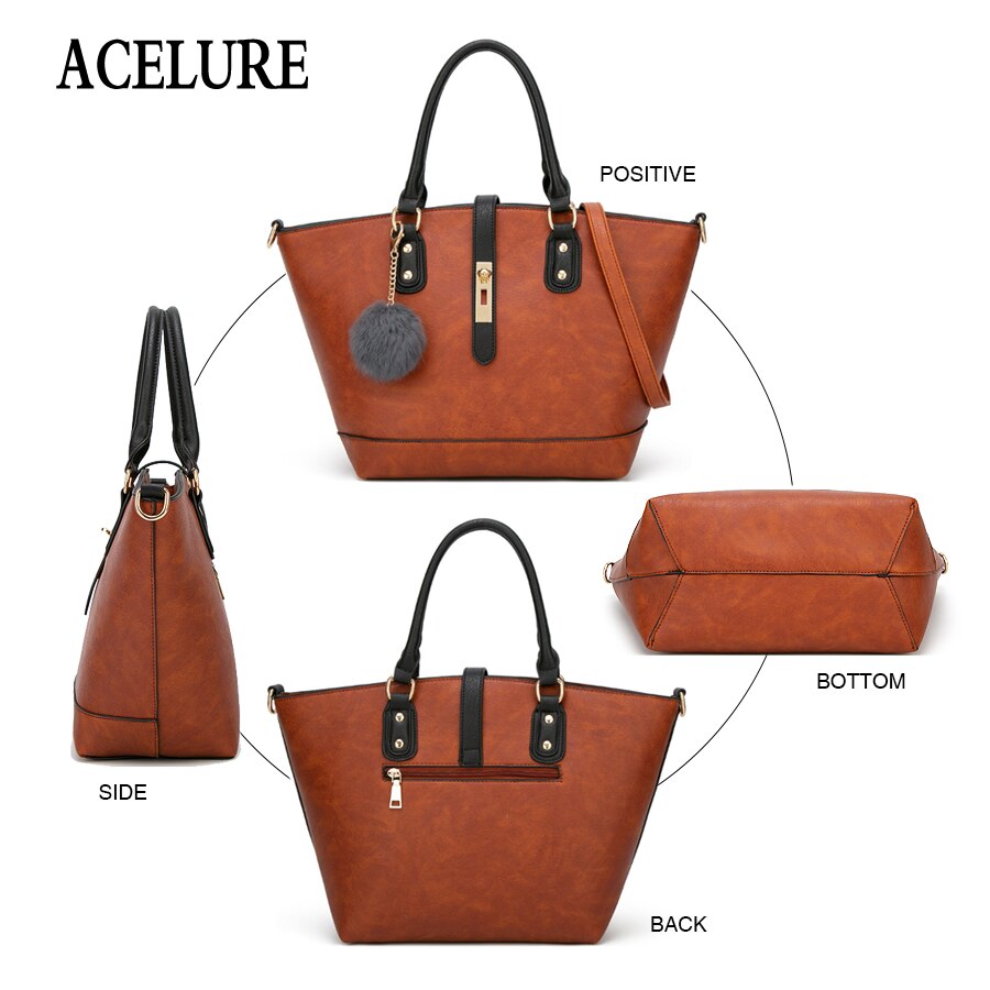 ACELURE Women Handbag Female PU Leather Bags Ladies Hobos Bag Handbags Ladies Portable Shoulder Bag Office Female Totes