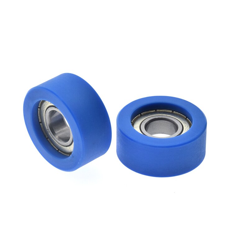 4pcs TPU PU polyurethane soft rubber coated flat pulley roller 6001 bearing wheel roller plane silent guide wheel 12*35*15mm