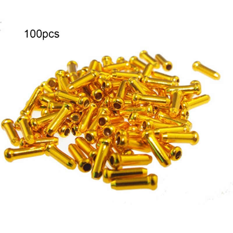 100 Stks/pak Aluminium Fiets Cable End Caps Mtb Racefiets Brake Cable End Cap Past Voor Brake Shift derailleur Kabel: Gold