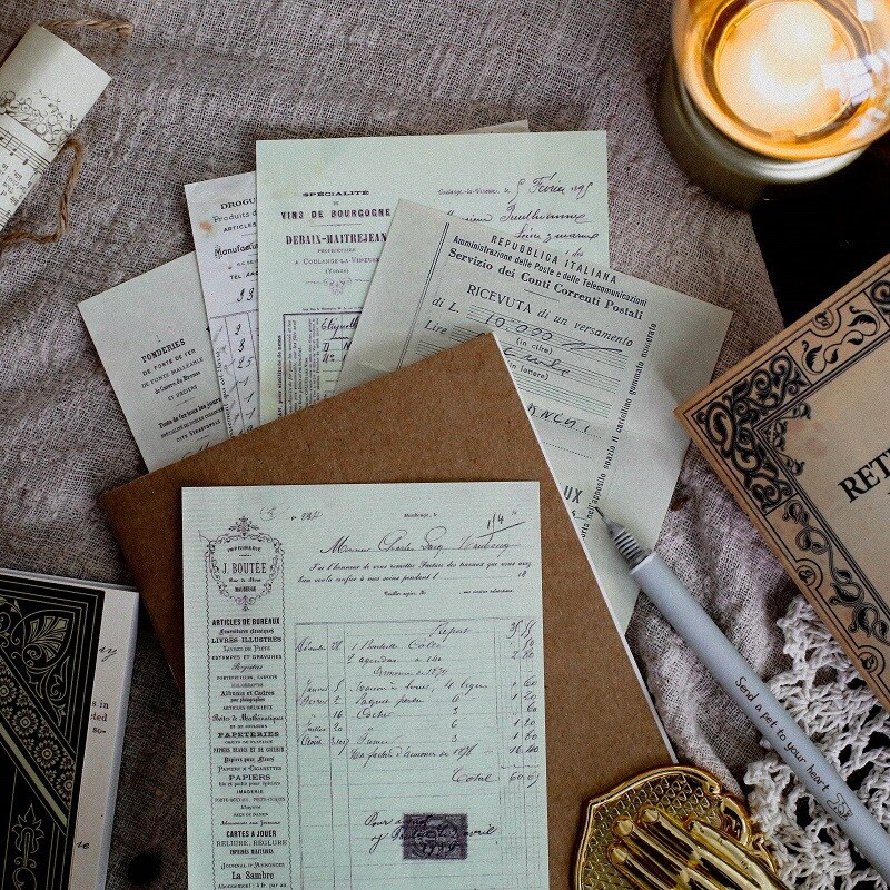 120 stk retro antik middelalderlig rekord brevpapir vintage scrapbog/kort/dagbog/kuglejournaling gør-det-selv dekorativt materiale papir