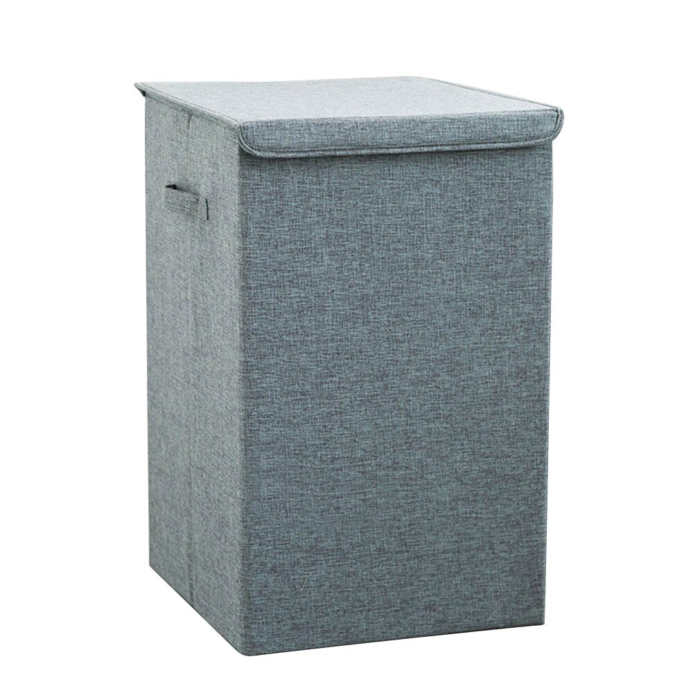Cotton Laundry Basket With Cover Bathroom Laundry Basket Large Kitchen Storage Basket Home Collapsible Waterproof Laundry Hamper: gray / 63x40x40cm
