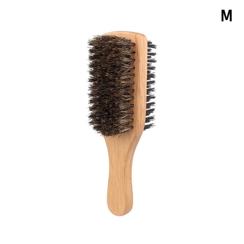 Household Use Men Boar Bristle Hair Brush Natural Beech Wooden Wave Brushes Beard Hairbrush Dual-Purpose Double-Sided Beard: green