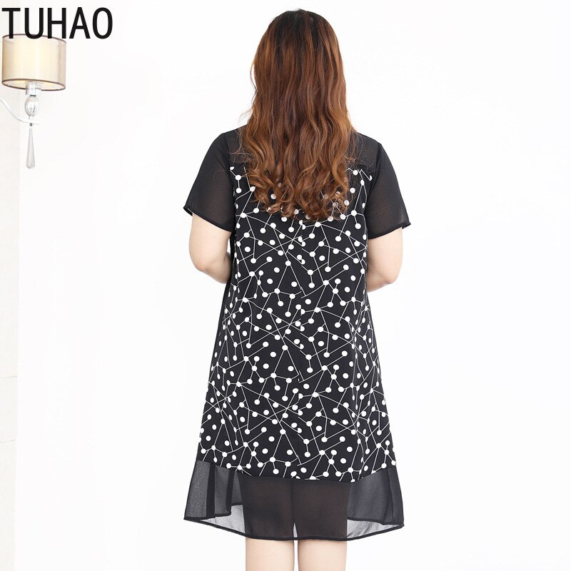 TUHAO 10XL 9XL 8XL 7XL Women Dress Mother Mom Casual Dresses Plus Size Women's Polka Dot Dress Summer Dresses WM74