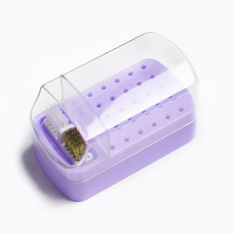 Soporte para brocas de uñas, estuche organizador de 30 agujeros con cepillo de limpieza, soporte para cabezal de molienda de salón, soporte organizador de manicura: Verde claro