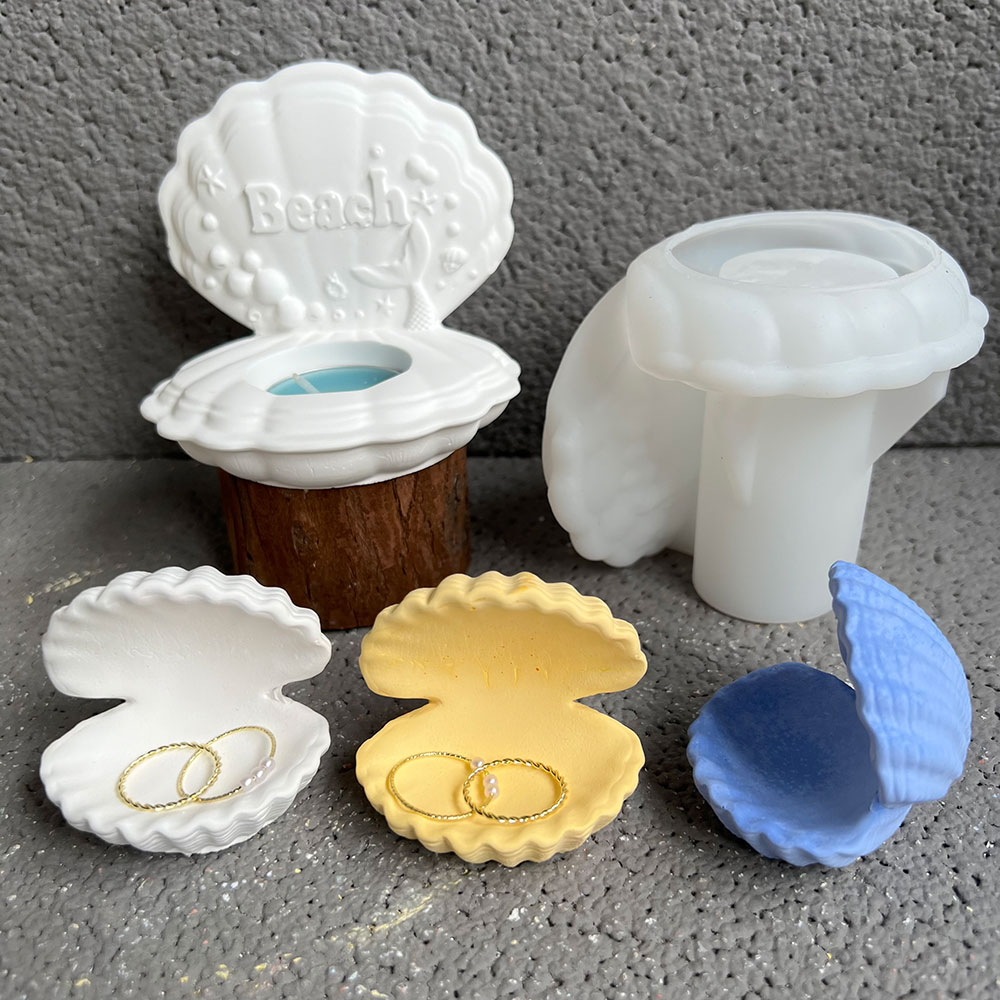 Pétoncle ci-après chandelier plâtre silicone moules, bricolage coquille photophore bougeoirs stockage plat résine béton considérant moule décor à la maison
