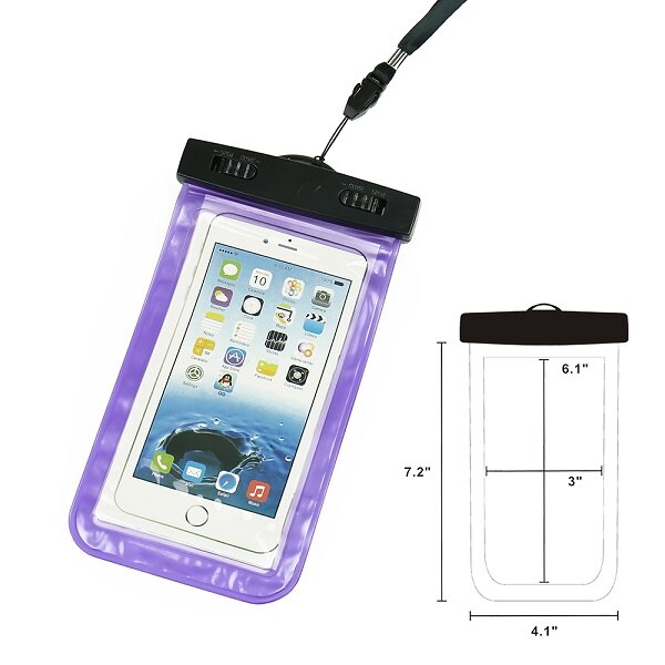 1 stuk 5.5 inch Mobiele Telefoon Pouch Waterdichte Tas Onderwater Dry Case Cover Voor Kano Kayak Rafting Kamp Zwemmen Drifting: purple