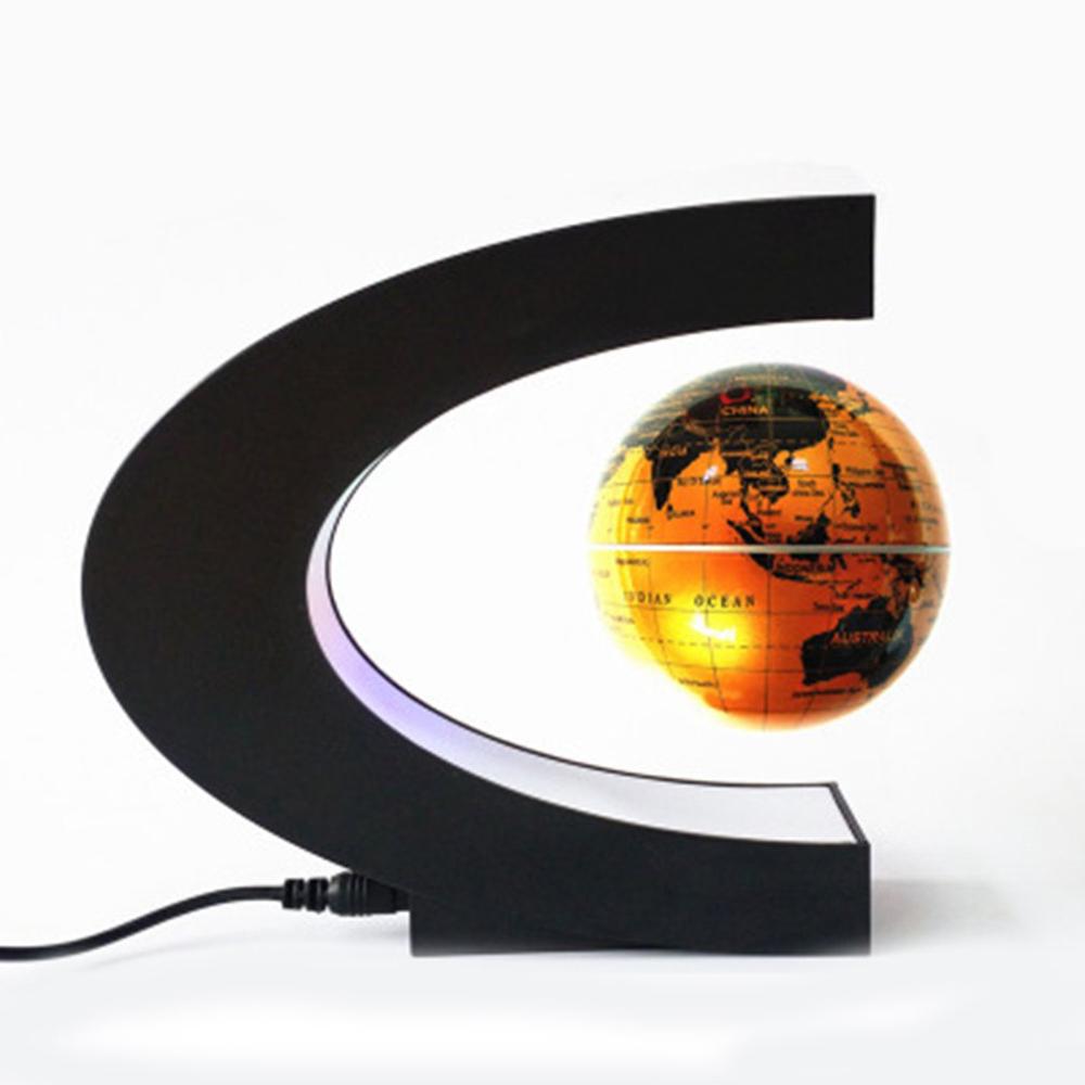 Magnetic Levitation Globe Floating World Map Ball Lamp Cool Lighting Office Home Decoration Terrestrial Globe Lamp: US Plug  gold