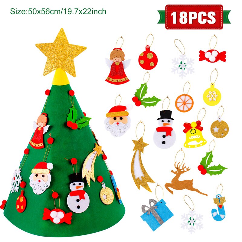 Børn diy følte juletræ juledekoration til hjemmet navidad år julepynt julemanden juletræ: Stil 35-02