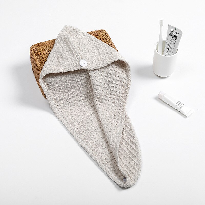 1Pcs Wit Wafel Stof Na Douche Haardrooginrichtingen Wrap Handdoek Snel Droog Haar Hoed Cap Tulband Head Wrap baden Tool: Kafeise