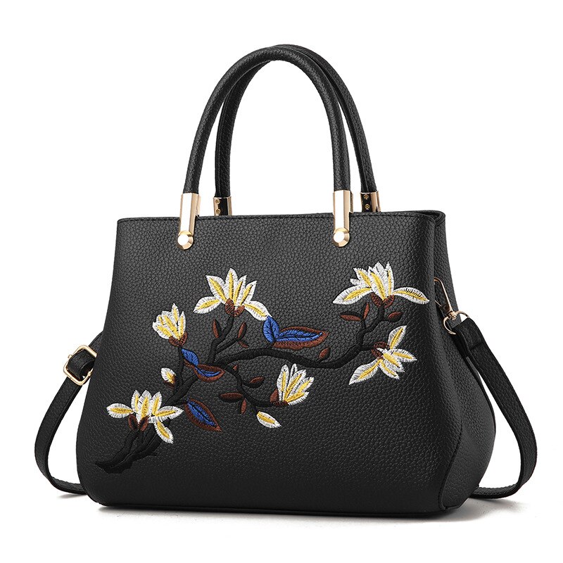 Bellishly Dame Bloemen Patroon Modis Handtassen Damesmode Torebki Takken Tassen Schouder Messenger Pack Vrouwelijke Louis Sac: black