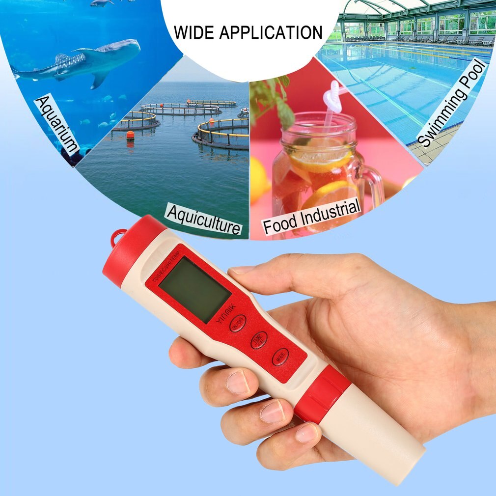 4 in 1 Digital Water Analyzer pH Monitor TDS EC Temperature Meter LCD for Aquarium Acidometer Thermometer Measuremen