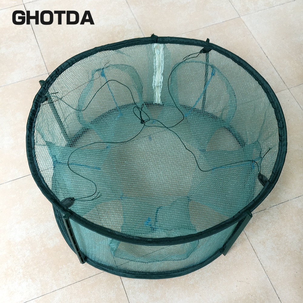 Fish Trap Cage Fishing Net Circular Shape Automatically open 5/6/7 Hole Precision Workmanship