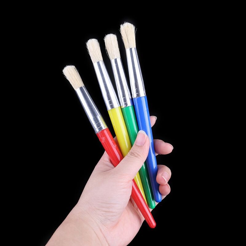 4 farger sølsikre malingsbeholdere med hetter og 4 deler farger assortert barnepensler sett