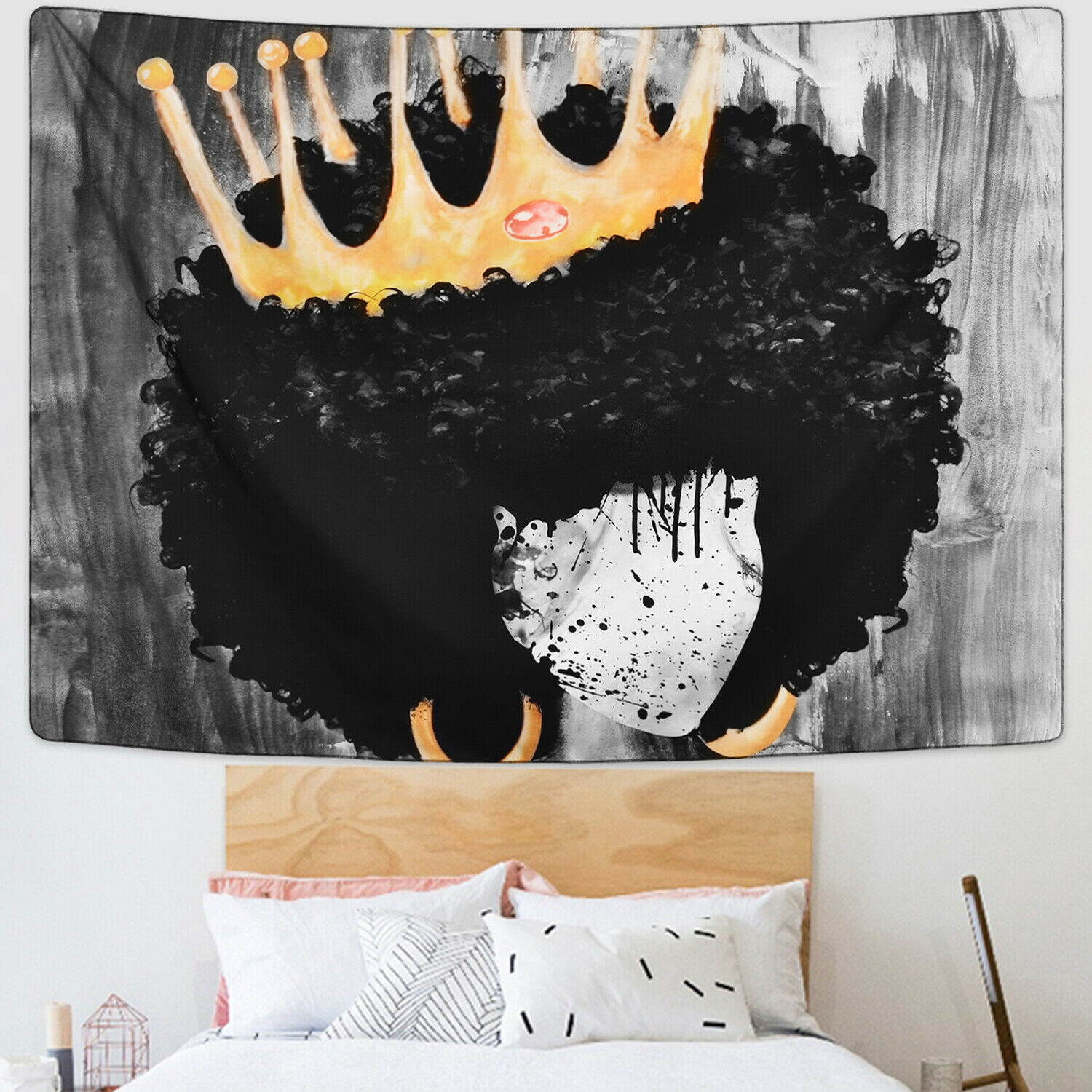 Schwarz Hippie Tapisserie Wandbehang Afrikanischen Frauen Mädchen mit Krone