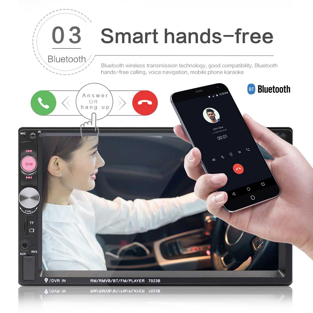 7023B 7 Zoll 2 Lärm Auto MP5 / MP3 Bluetooth Spieler Karte Inserter U Disk Radio praktisch verbinden mit 4/8 LED Hinten Kamera