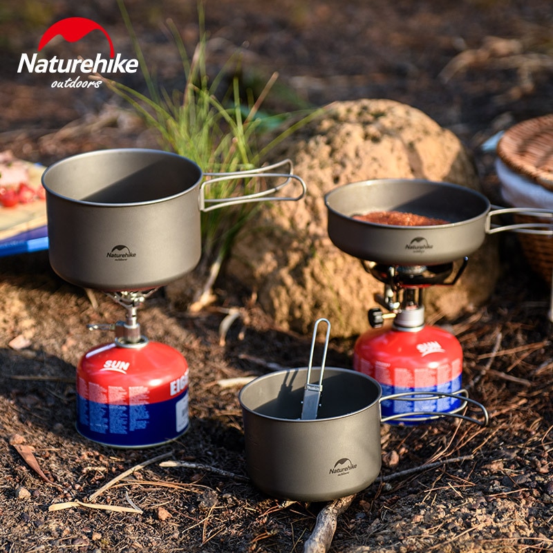 Naturehike 2-3 Personen Ultralight Titanium Servies Outdoor Picknick Camping Cookware Pot Pan Camping Kookgerei Koekenpan