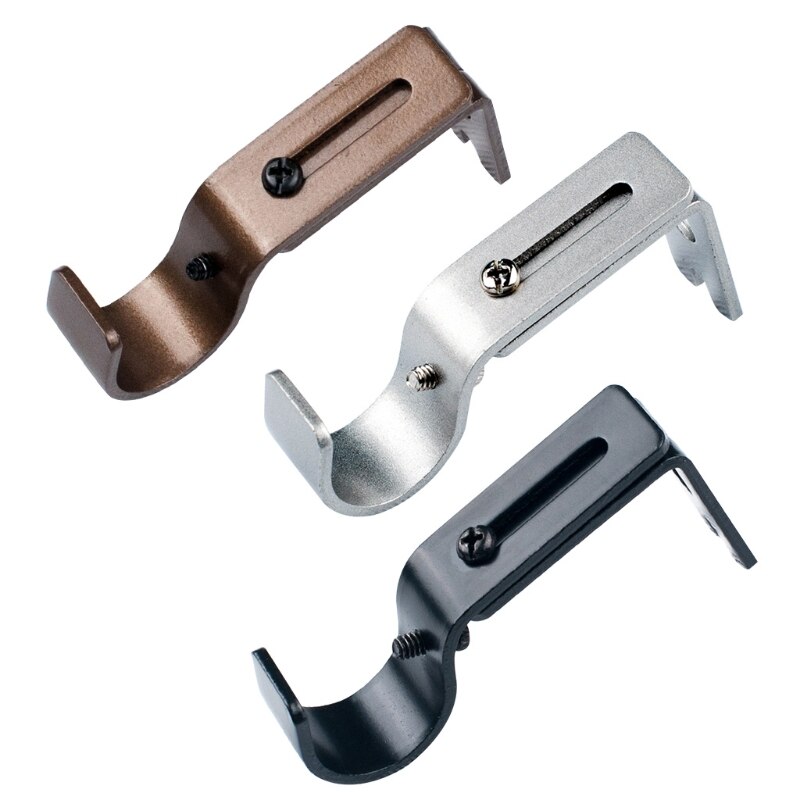 2 Pcs Heavy Duty Curtain Drapery Rod Bracket Extendable Hang Curtain Rod Holders Wall-Mounted Metal Single Rod Bracket