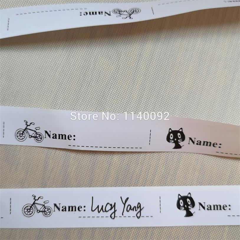 custom non-woven fabric handwritten name/kids name label/DIY brand name/clothing care label/printed label 200 pcs