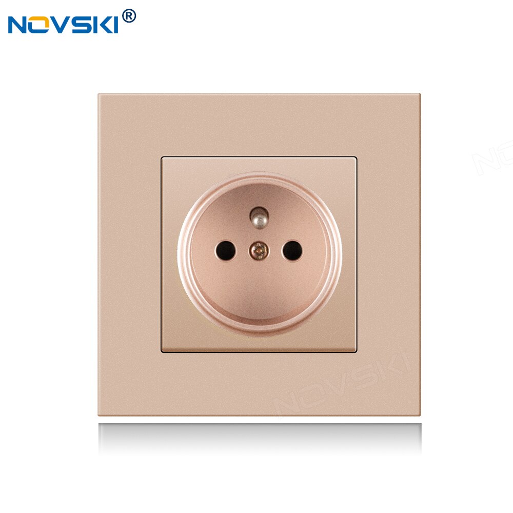 Novski pop socket frans stopcontact , eu 16a stopcontact voor elektrische franse stekker 110-250v,  wit, zwart, goud , 86*86mm: Pc-paneel goudkleurig
