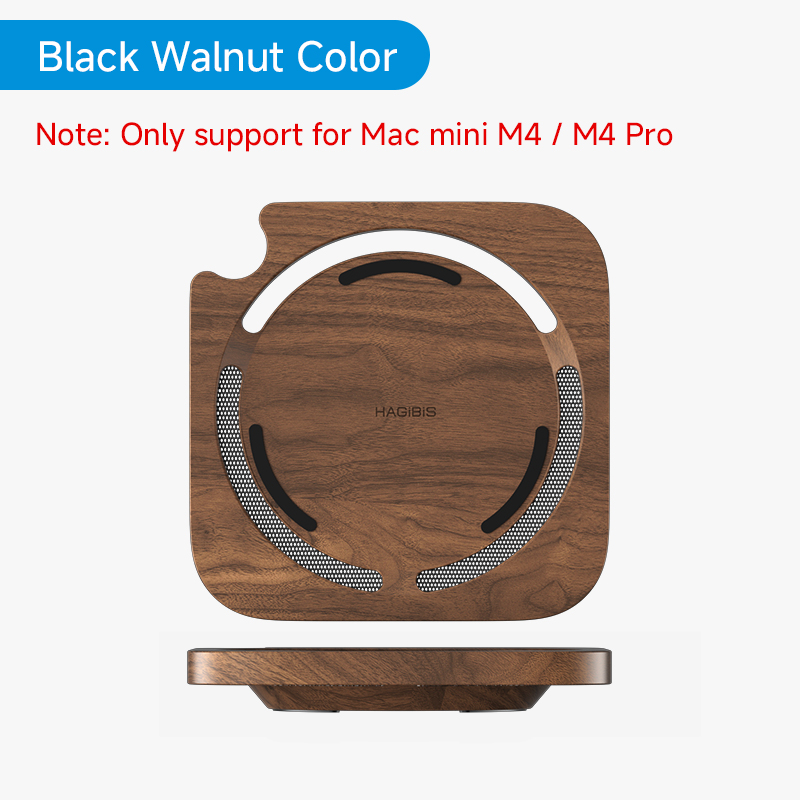 Hagibis Desktop Stand voor Mac mini M4/M4 Pro 2024 Stofdicht Walnoot Houten Basis Warmteafvoer Houder Massief Houten beugel Koeling: Default Title