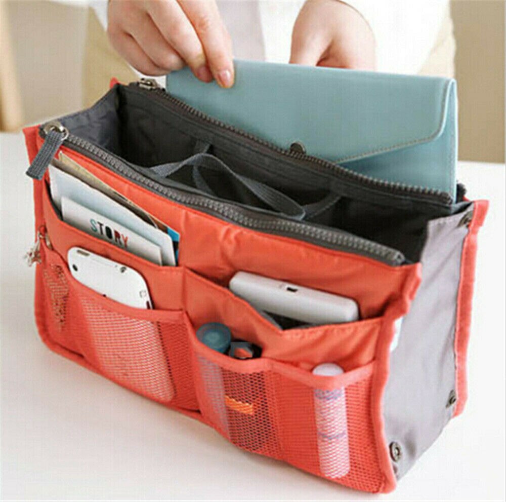Handtas Organizer Insert Liner Rits Reistas Cosmetische Zakken Organisator Grote Portemonnee Dames Cosmetische: Orange
