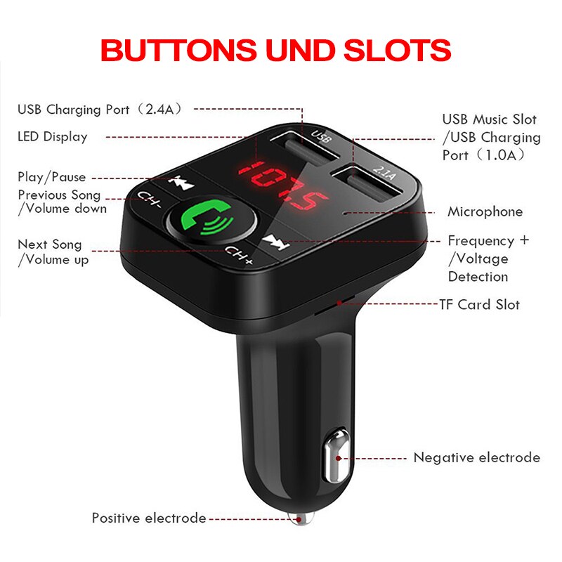 Fm Transmitterhands Gratis Draadloze Bluetooth Aux Modulator Carkit MP3 Speler Usb Tf Lcd Auto Accessoires Audio Muziek