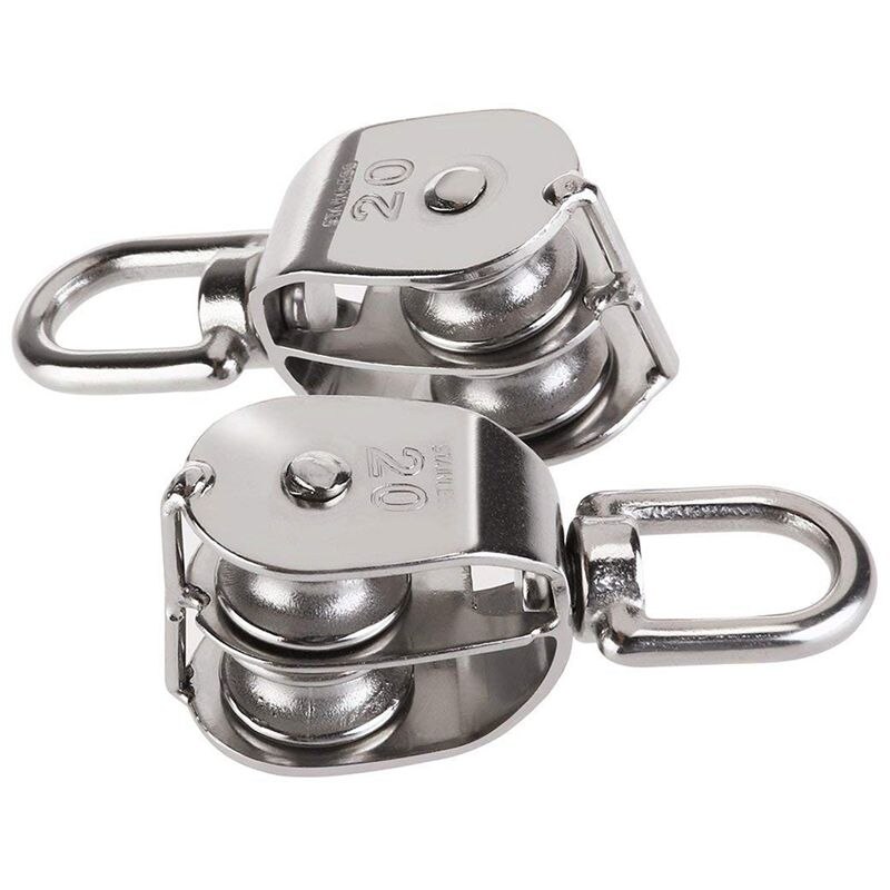 Double Pulley Block 2pcs Stainless Steel 304 Double Swivel Pulley Block