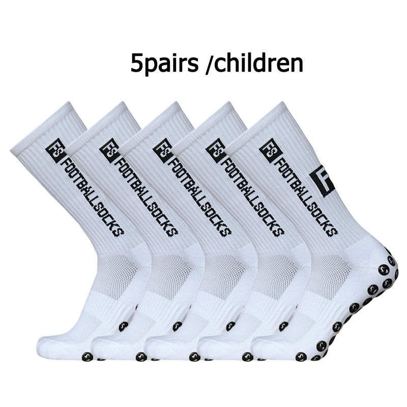Calcetines deportivos transpirables para niños y adolescentes, medias cuadradas de silicona, antideslizantes, con mango firme, Soc, 5 pares, 34-39, novedad: Blanco