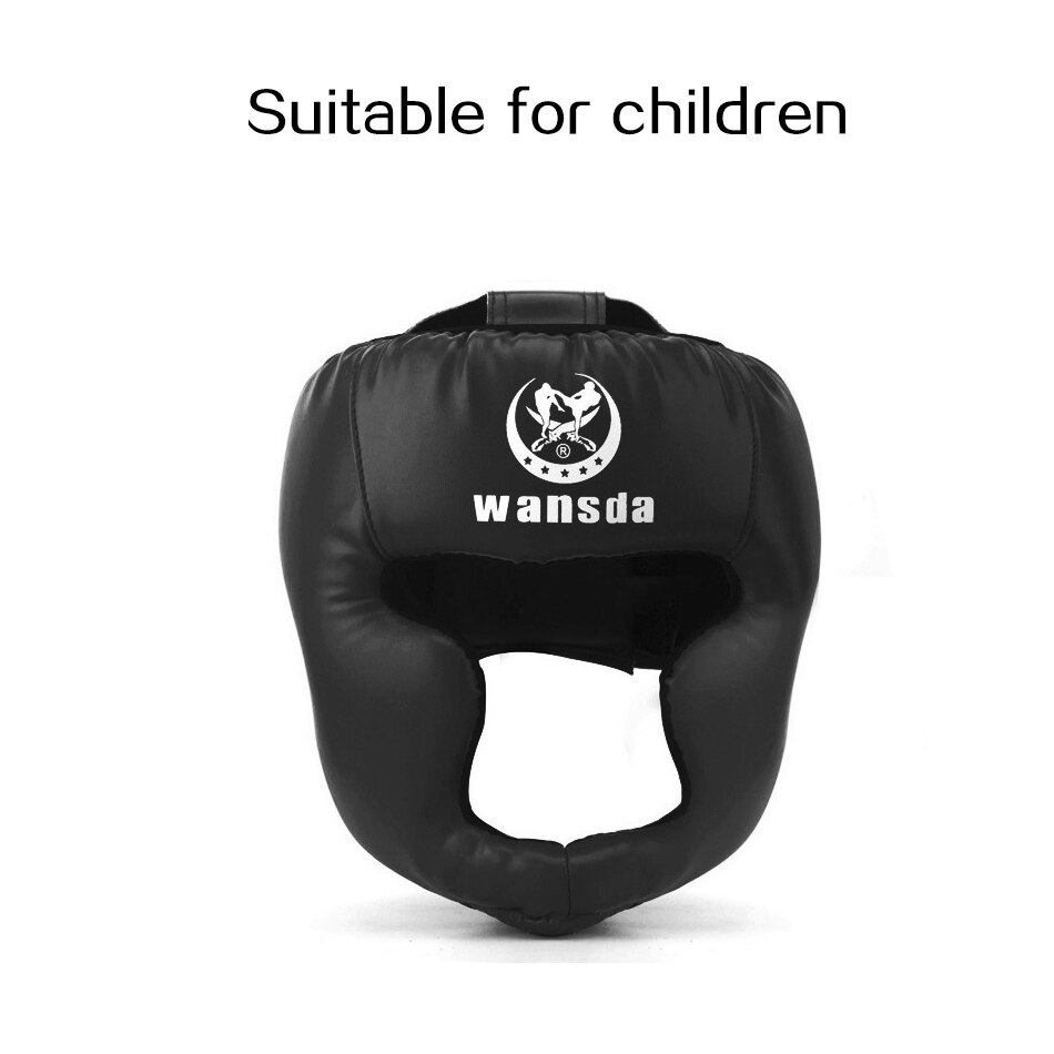 Beskyttende hjelm boksehjelm mænd og kvinder pu karate muay thai fri kamp mma sanda træning voksen børn udstyr: Børn sorte