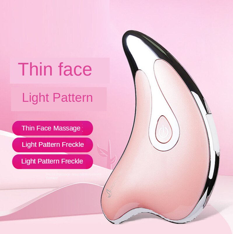 Masajeador Facial delfín pequeño, elevador y apriete hacia la cara delgada, artefacto de masaje eléctrico con vibración para raspar jabalí