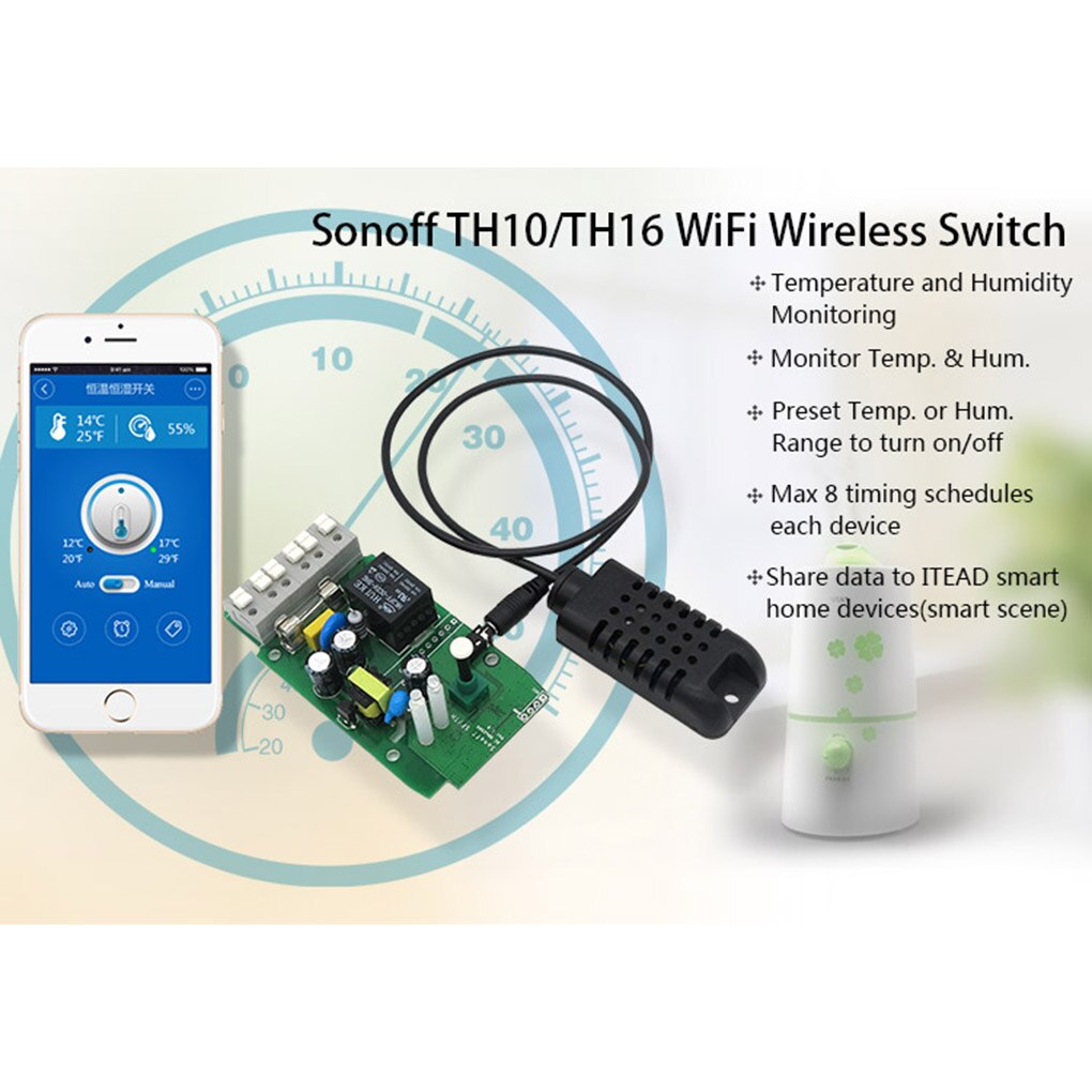Sonoff-interruptor inteligente TH16 TH10 WiFi, Sensor de temperatura, humedad, transmisor de temperatura y humedad DS1820, AM2301