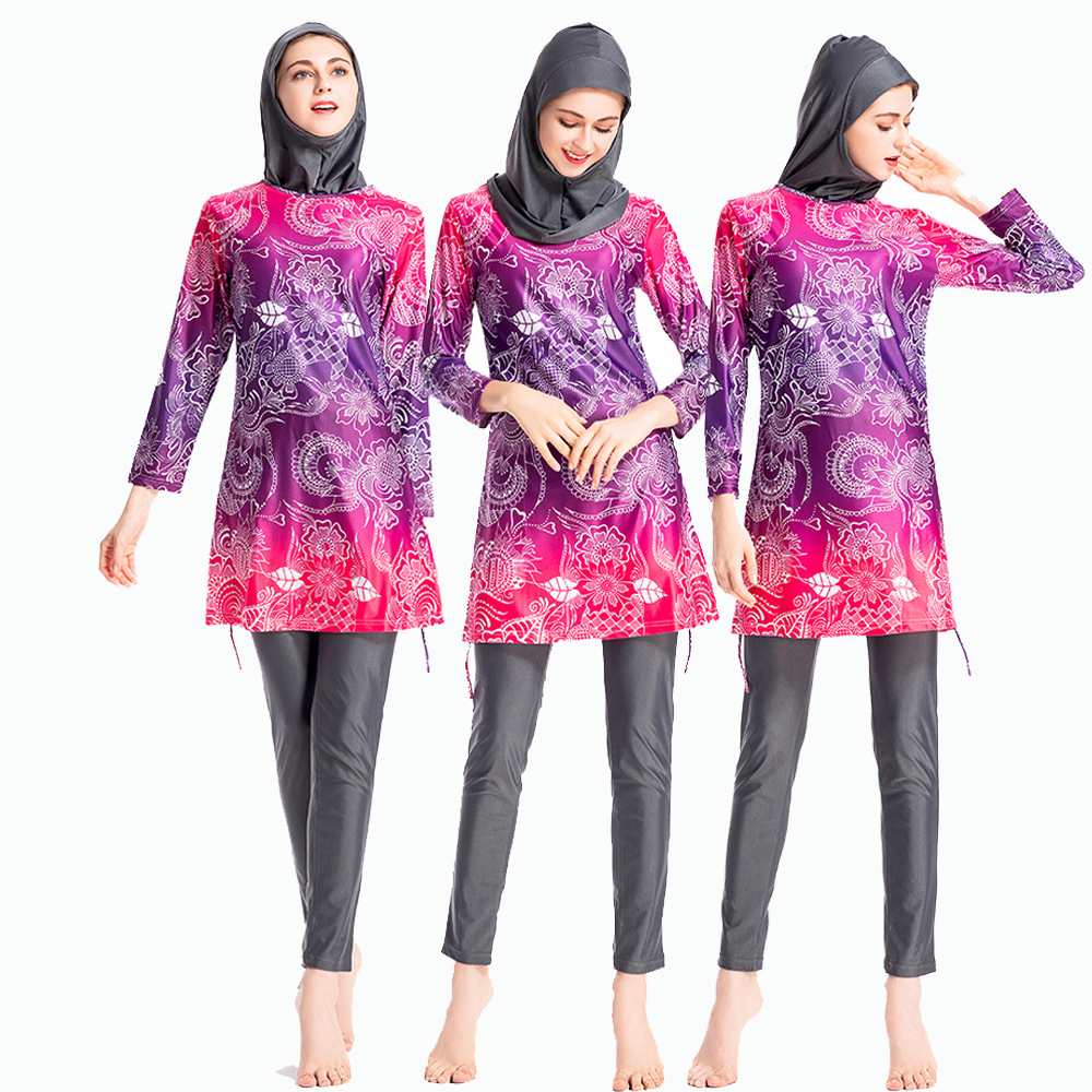 Muslim Swimsuits for Women - Hijab Swimwear Girls Modest Islamic Burkini Flora Printed Arab Women's Swimwear For Women