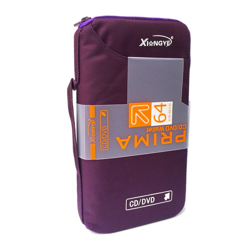 Étui de rangement pour DVD et CD, capacité de 96/64 disques, support pour voiture, sac de transport Portable pour accessoires DVD et CD: For 64 CD Purple