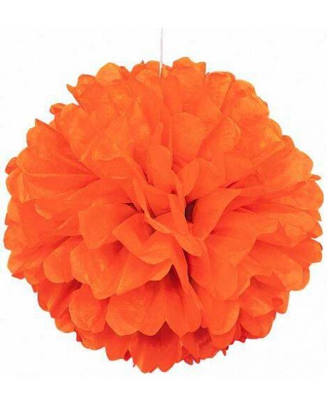 Paper Pompom Flower Vine Ornament 25 Cm-Orange