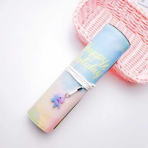 Dream Unicorn Pencil Case for Girls School Supplies Super Big School Stationery Pencil Box Pencilcase korean kawaii bag: BStyle-Yellow letter