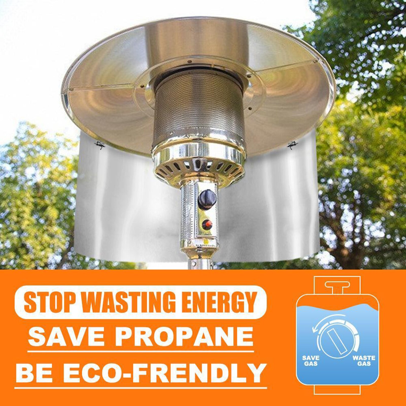 Patio Heater Reflector Shield For Patio Yard Propane and Natural Gas