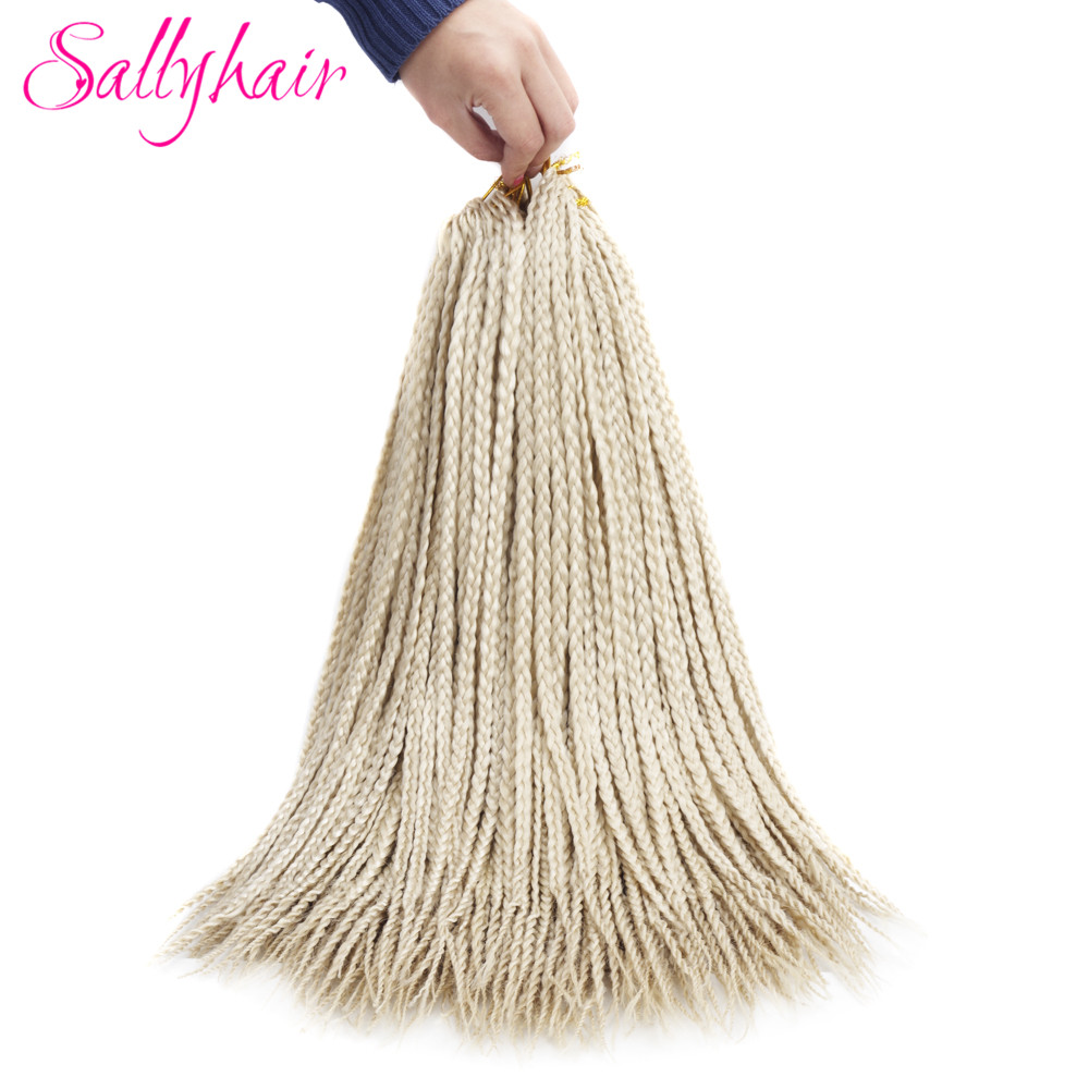 Sallyhair 18 Inch Haak Doos Vlechten Hair Extensions Bruin Synthetische Vlechten Haar Lage Temperatuur Fiber