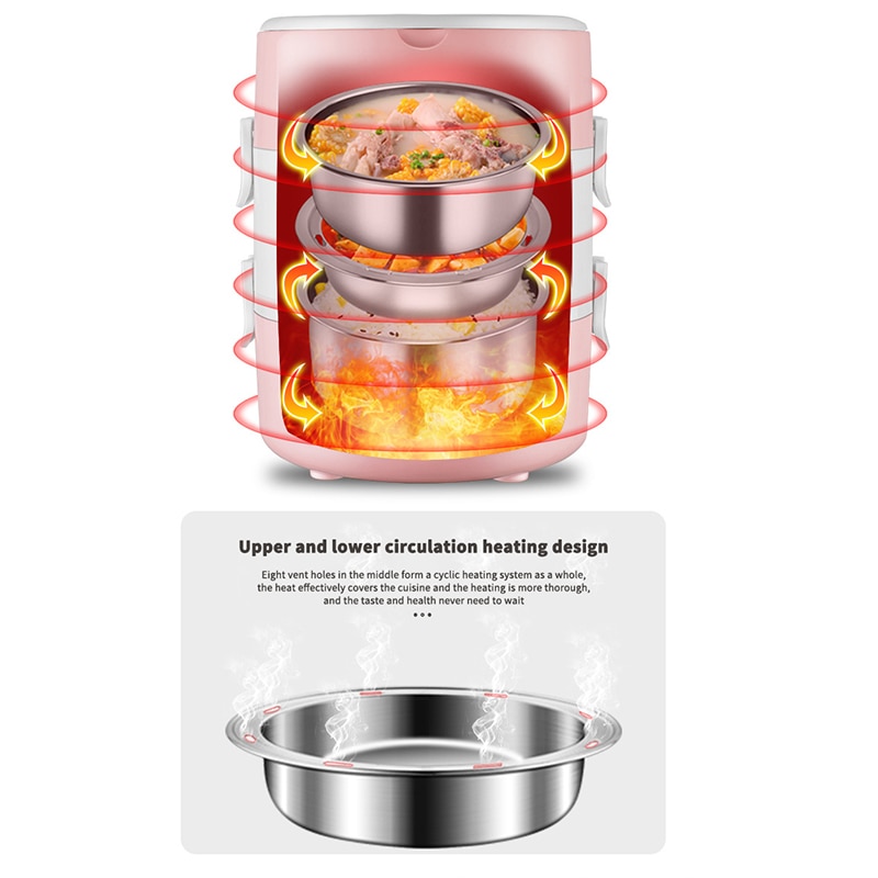 2L Double/Third Layer MultiCookers Portable Stainless Steel Steamer Meal Thermal Heating Cookers Portable Meal Thermal Heating