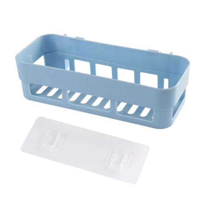 Shower Caddy Wall-Mounted Bathroom Storage Shower Organizer Self-Adhesive Bathroom Shelf: Blue