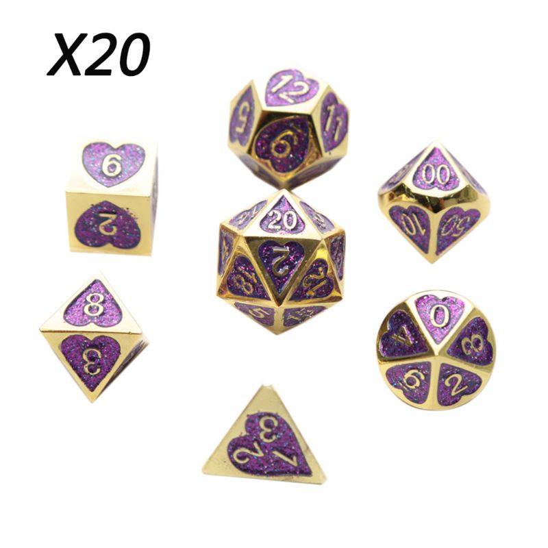 Metal Dice Set Dnd Board Game 7 Pcs Polyhedrale Dobbelstenen Voor Rpg Rol Playing Game Y98F: Type 20