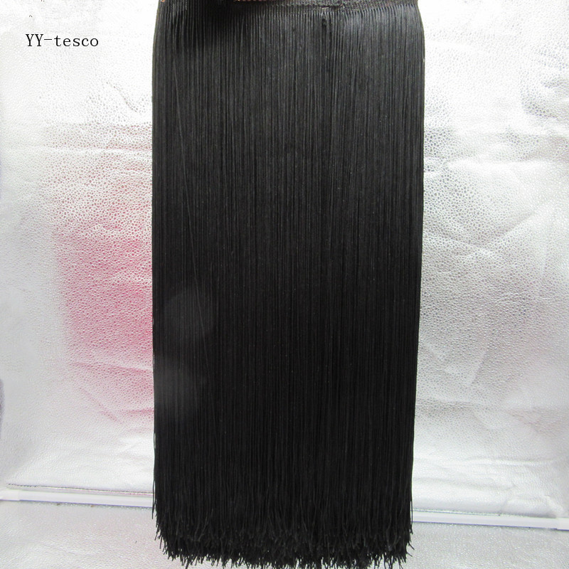 Yy-tesco 1 metrów 100 CM długi koronki Fringe wykończenia poliester Tassel Fringe przycinanie Latin sukienka etap ubrania akcesoria taśma koronkowa: black