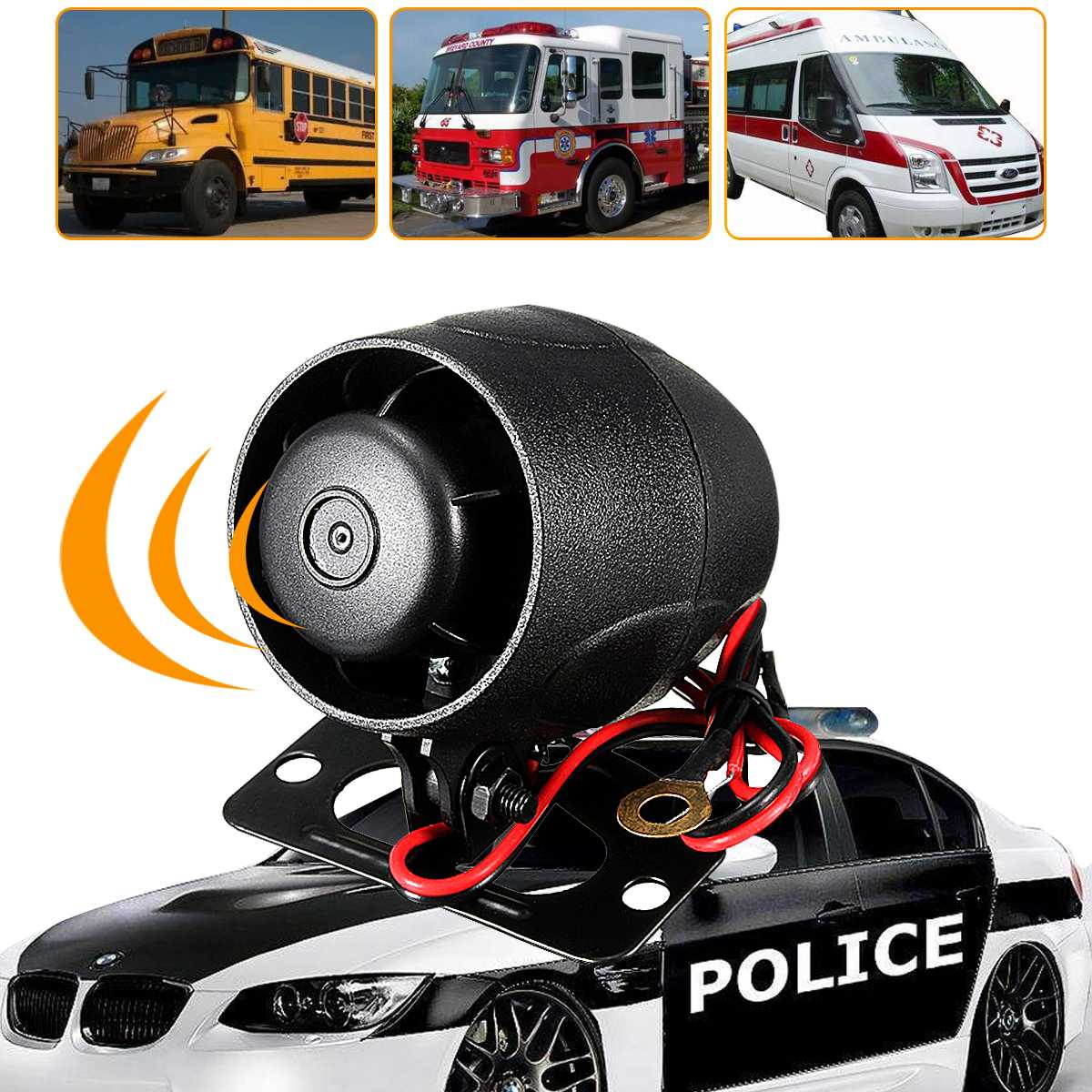 12 V DC Auto Van Vrachtwagen Auto Black Voertuig Alarm Waarschuwing Sirene Hoorn Beveiliging Fiets Voertuig Alarm Waarschuwing Sirene Hoorn beveiliging
