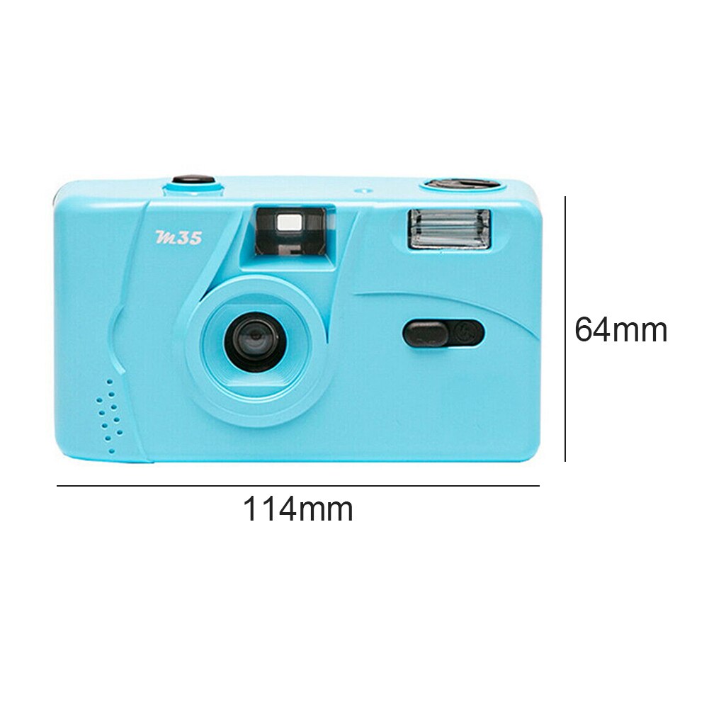 Vintage M35 35mm Manual Film Camera with Flash Function Reusable Non-Disposable Retro Film Machine Reusable Film Camera: Blue