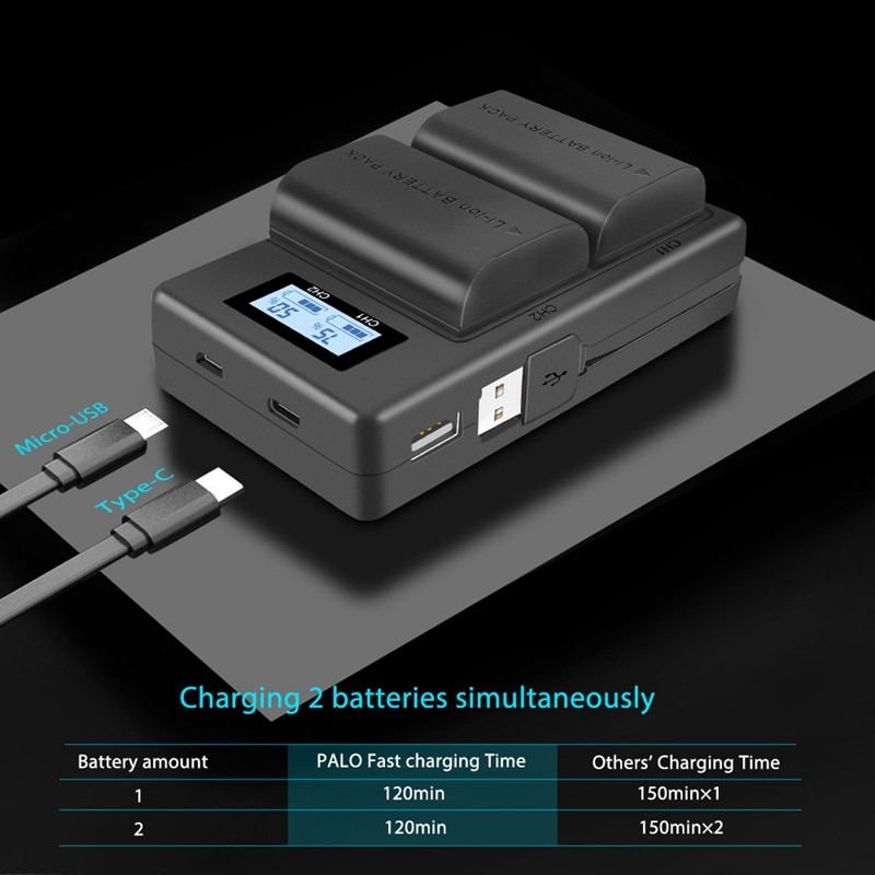 2X Lp-E6 E6N Battery 2000Mah + Lcd Dual Charger for Cannon Eo-aes 5Ds R 5D Mark Ii 5D Mark Iii 6D 7D 80D Eo-aes 5Ds R Camera