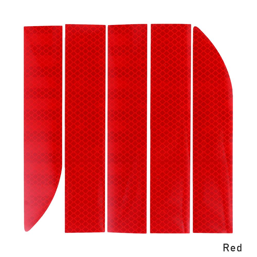 5pcs Anti-collision Car Reflective Sticker Auto Trunk Warning Strip Nano Tape For Driving Safety Luminous Car-styling Tapes: Red