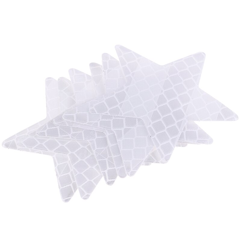 4 Stck Reflektor Aufkleber Decals Pentagramm Reflektierende warnen Streifen Band Auto Styling Auto Stoßstange Reflektierende Streifen Sichere Stern: Weiß