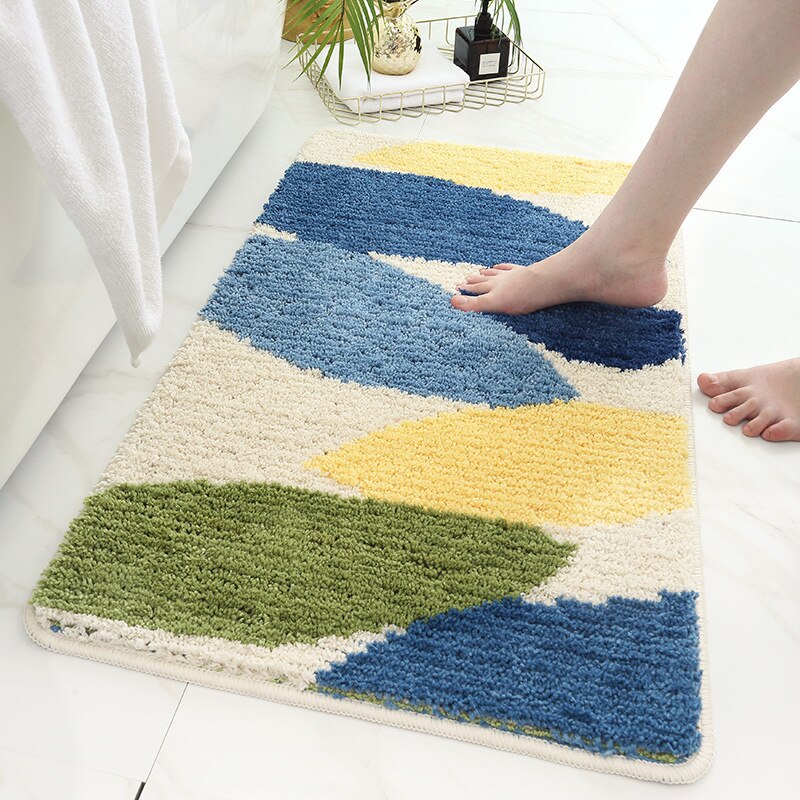 Green leaves thickened flocking door mats home por... – Vicedeal