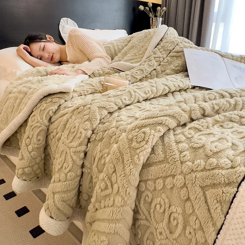 Europese stijl gesneden fluwelen warme deken voor bed Zachte pluizige bankhoes Dekens Super warmte Herfst Winter Gooi deken: 200x230 cm / Black