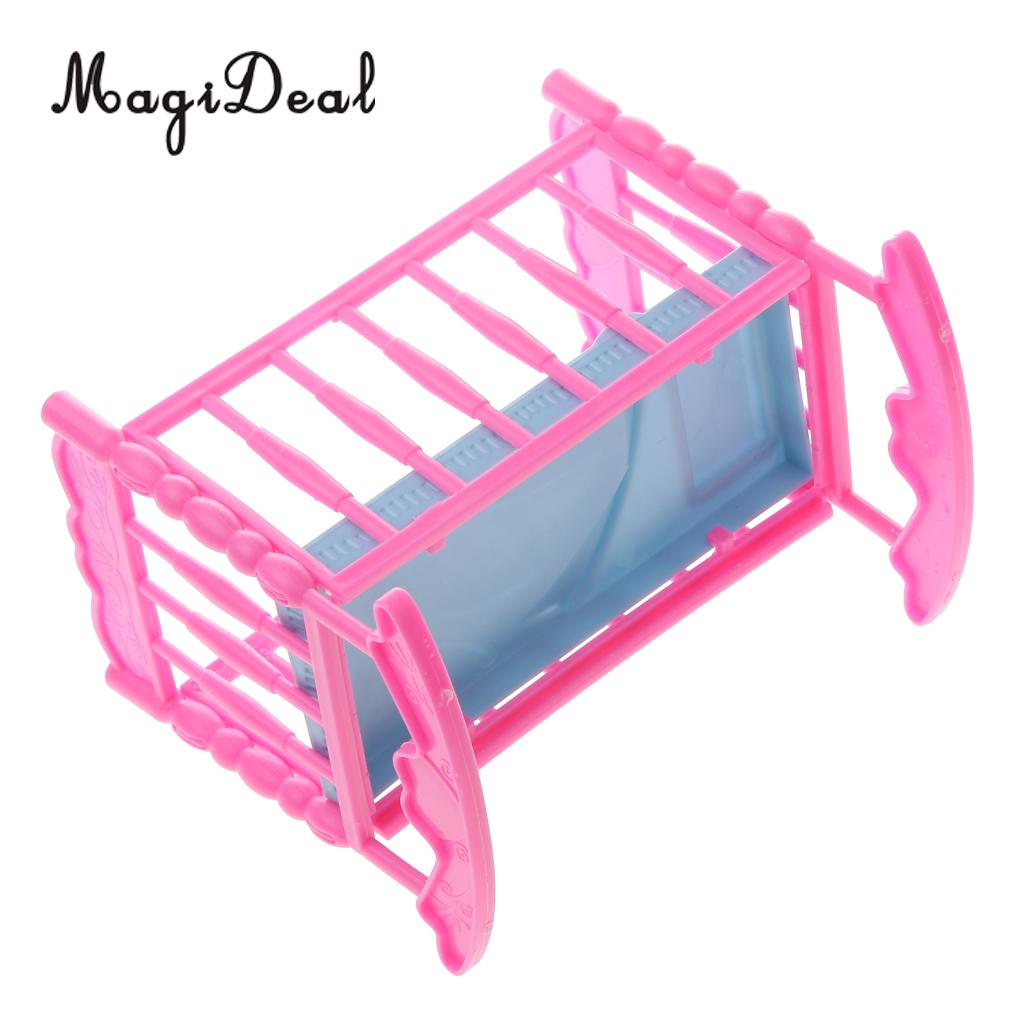 MagiDeal Lovely 1Pc Pink Baby Rocking Bed Bedroom Furniture Home Acce for dolls Doll House Dec Children Pretend Game Toy